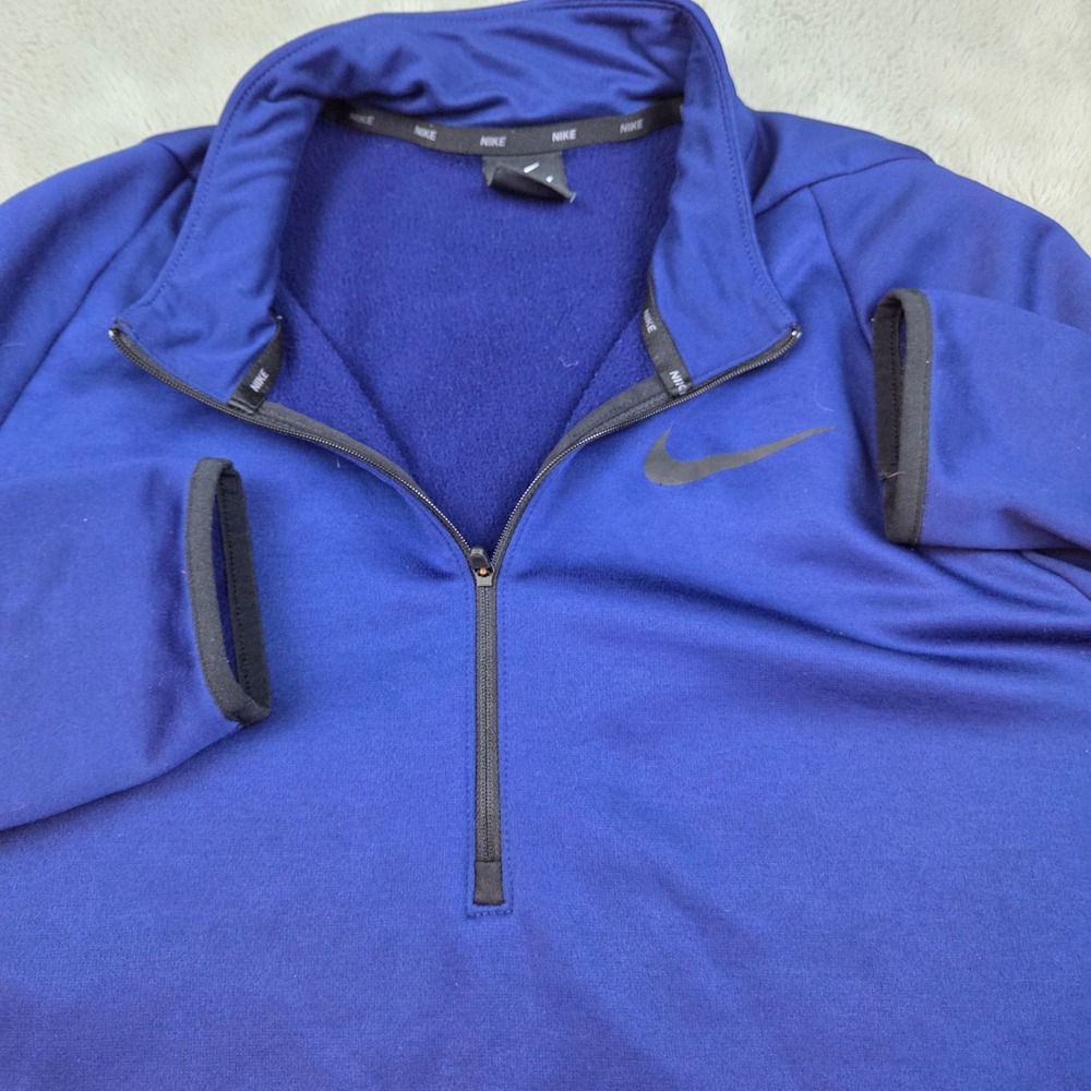Nike Quarter-Zip Mens L Dri-FIT Mock Neck Fleece Activewear Pullover Blue